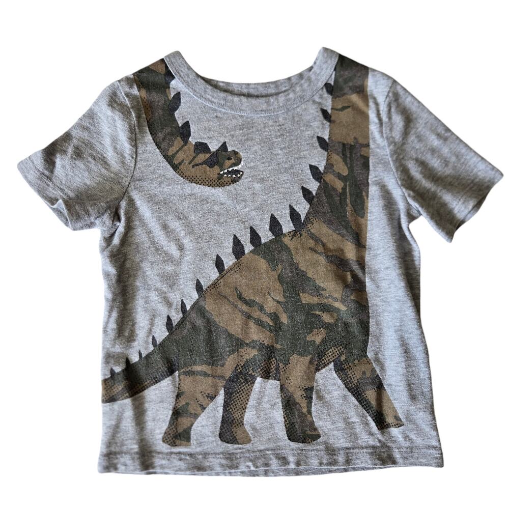 Old Navy Boys 2T Dinosaur Short Sleeve Shirt Gray Camo